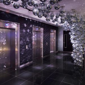 Polished Black Granite Tiles - The W Hotel Lift Lobby